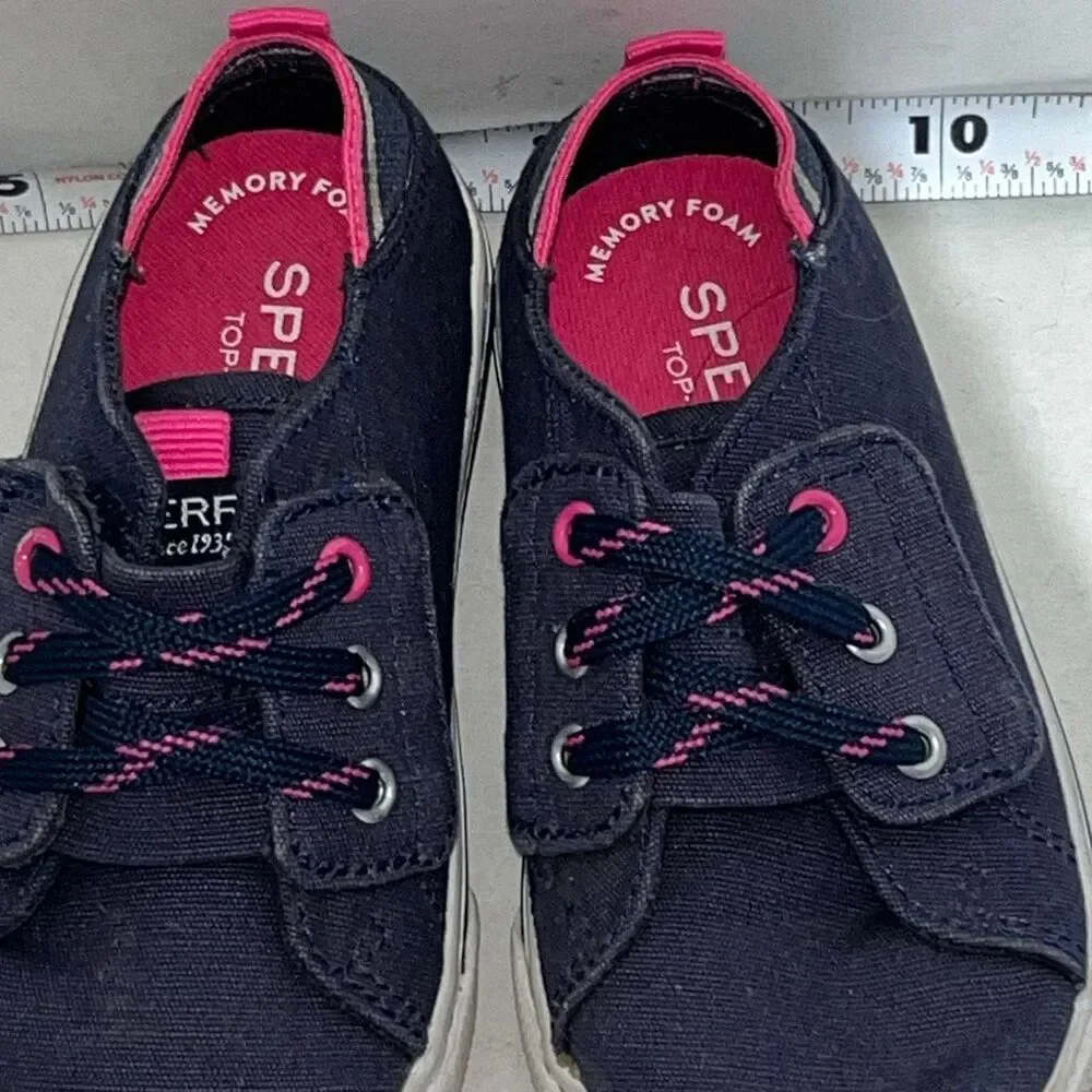 Sperry Kids' Navy‎ Blue Hy-Port Jr Top Sider Lace Canvas Sneaker Shoes Size 8M